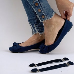 Dark Blue Detachable Shoe Straps: Anti-Slip Adjustable Clips