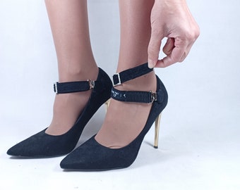 Detachable and adjustable shoe straps with double clip for flats, heels and wedges LUCYCLIP