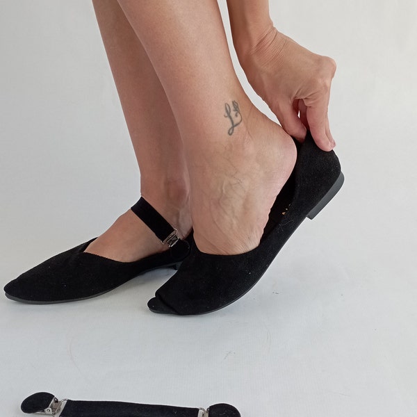 Detachable shoe straps Black with double clip for Mary Janes adjustable straps for low shoes the anti slip solution