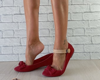 Beige Detachable Shoe Straps: Anti-Slip Mary Jane Accessory