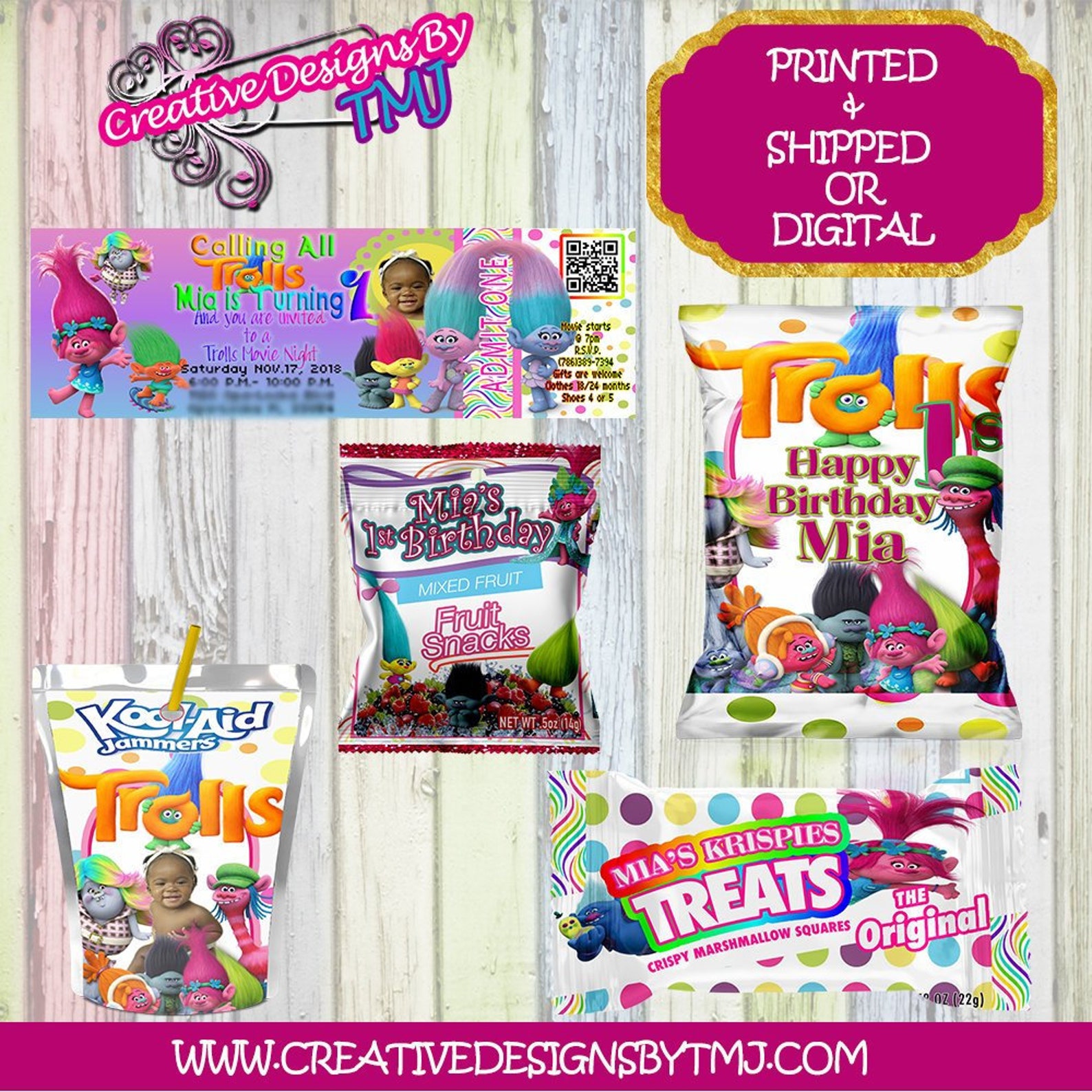 Trolls Chip Bag Trolls Fruit Snacks Trolls Capri Sun Labels Etsy