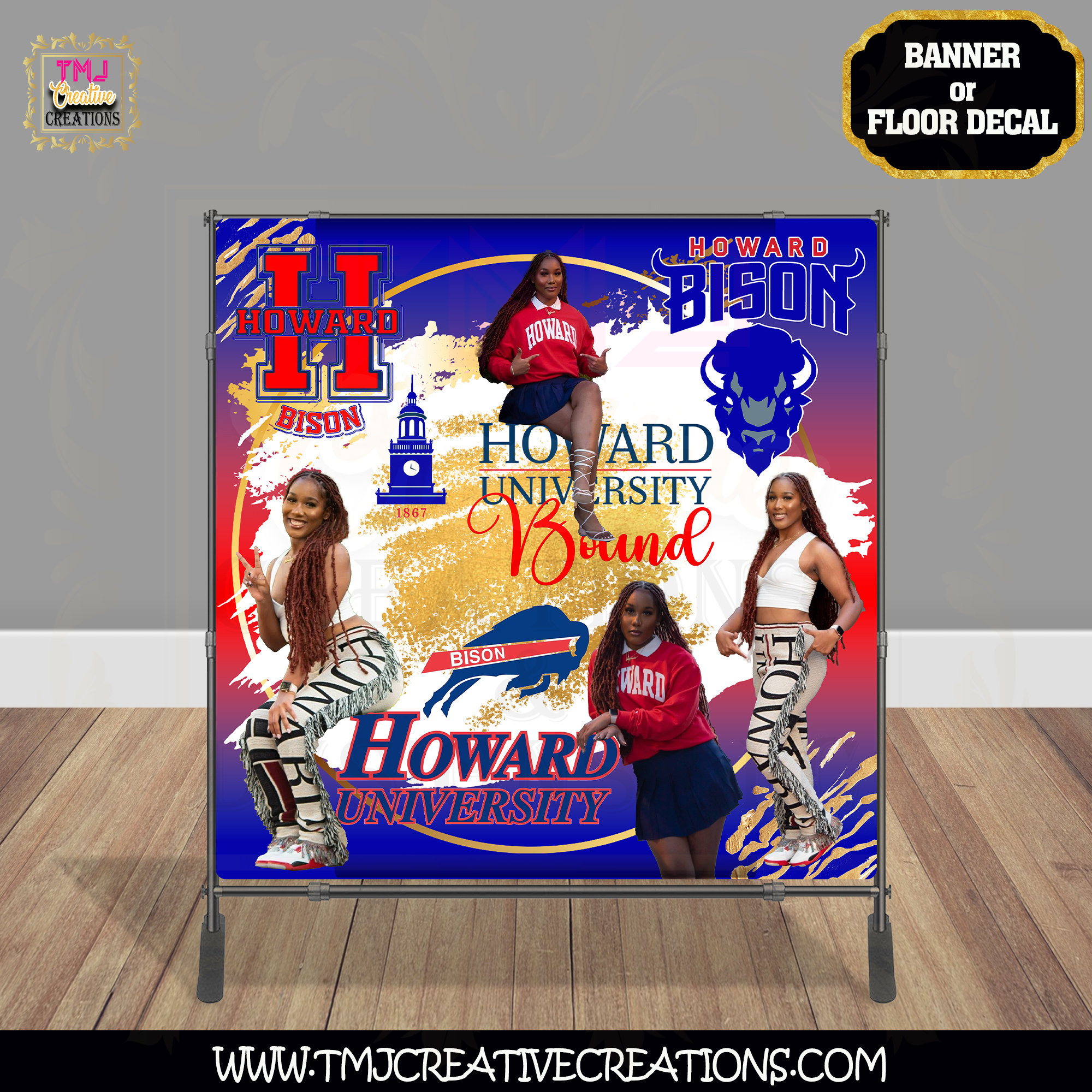 Digital GRADUATION Floor Decal and or Banner Trunk Party Backdrop Graduation Party Idea Floor Sticker Red and Blue Banner Trunk Party