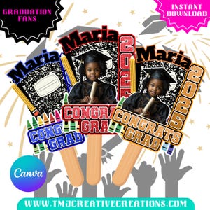 Kindergarten Graduation Fans | Instant Download Printable | Canva Template Graduation Fan | Editable Canva Graduation Fan