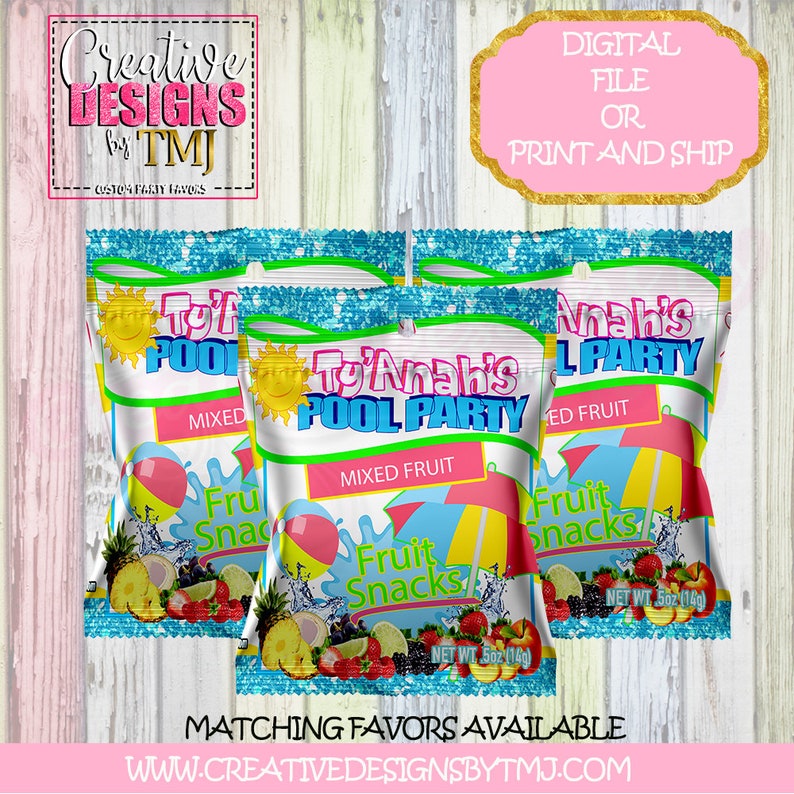 Pool Party Chip Bag Pool Party Favors Birthday Favors Beach Etsy