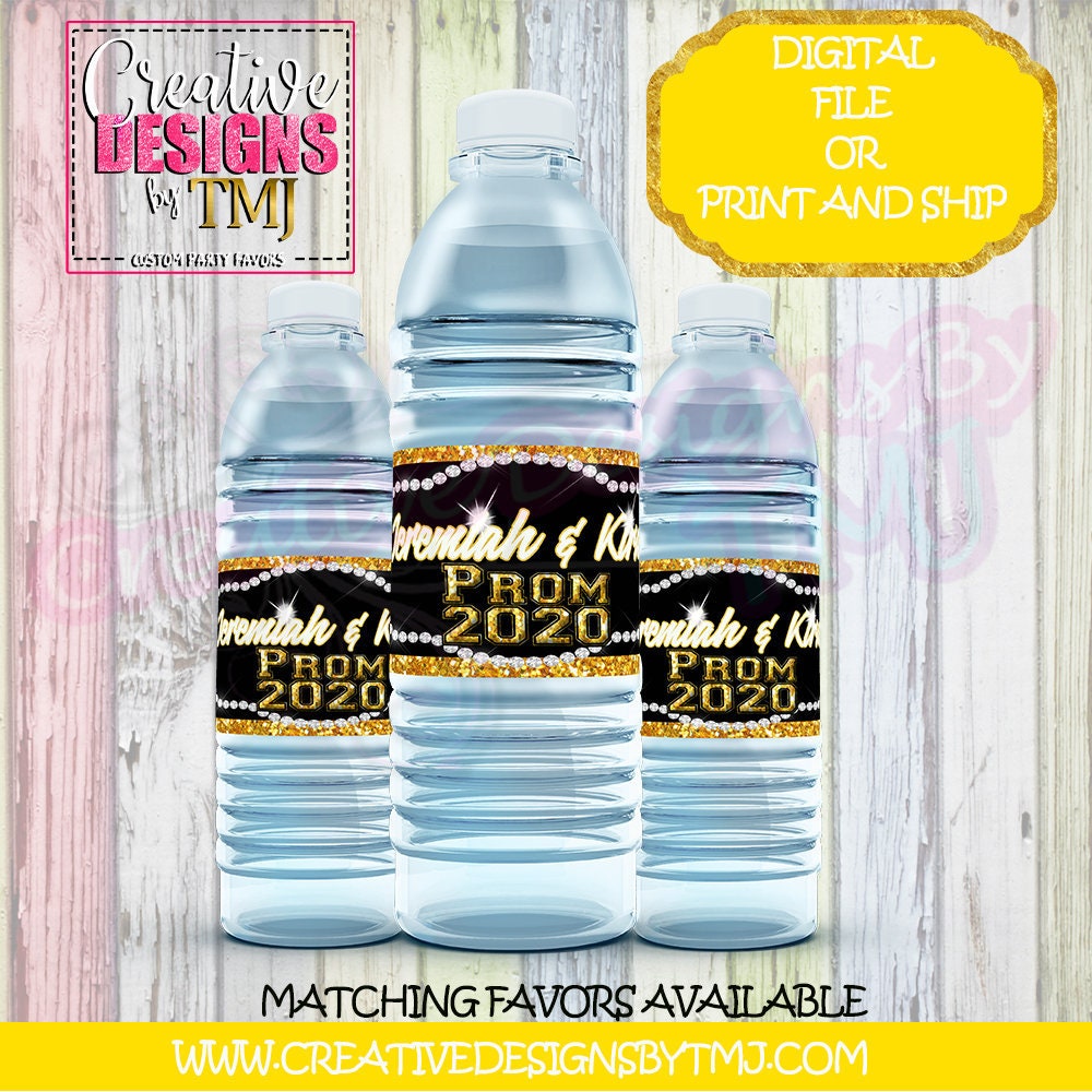 Prom water bottle labels