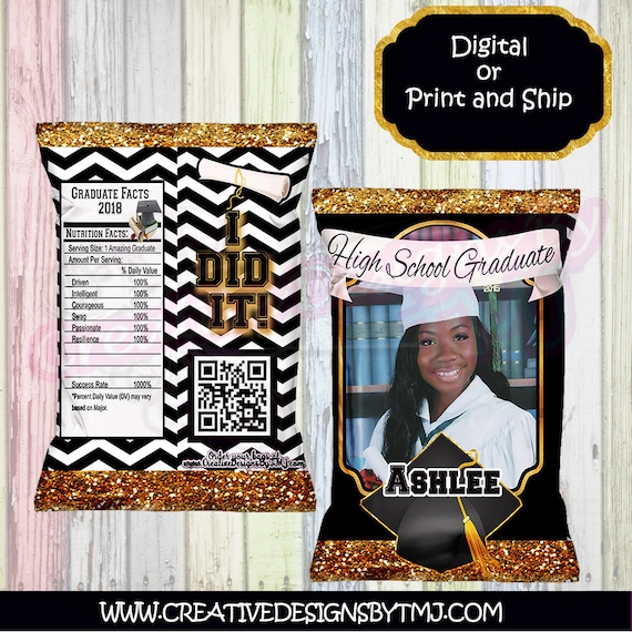 Graduation Chip Bag Trunk Party Bags Grad Chipbags Custom Chip Etsy