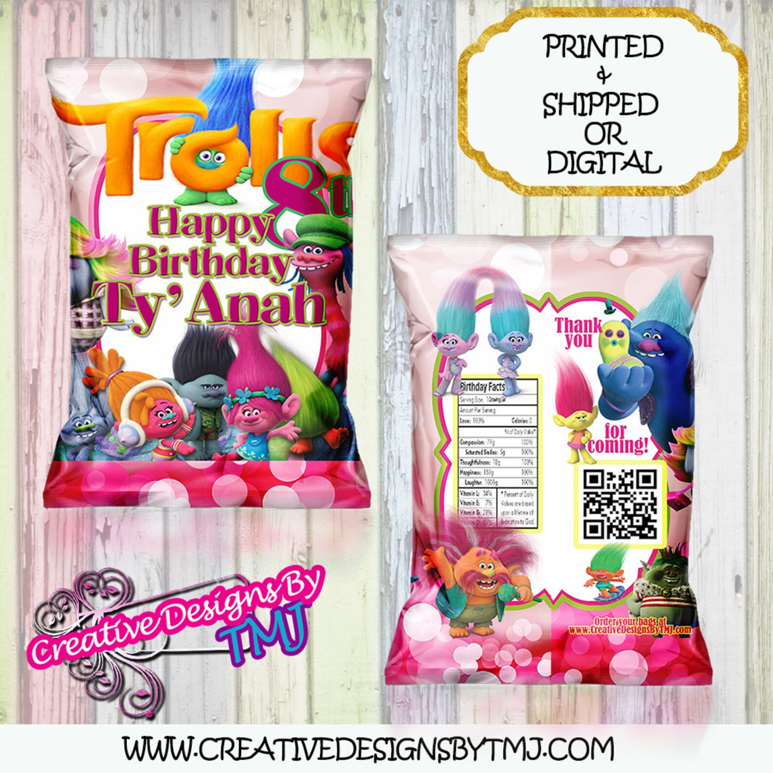 Trolls Chip Bag Trolls Fruit Snacks Trolls Capri Sun Labels Etsy