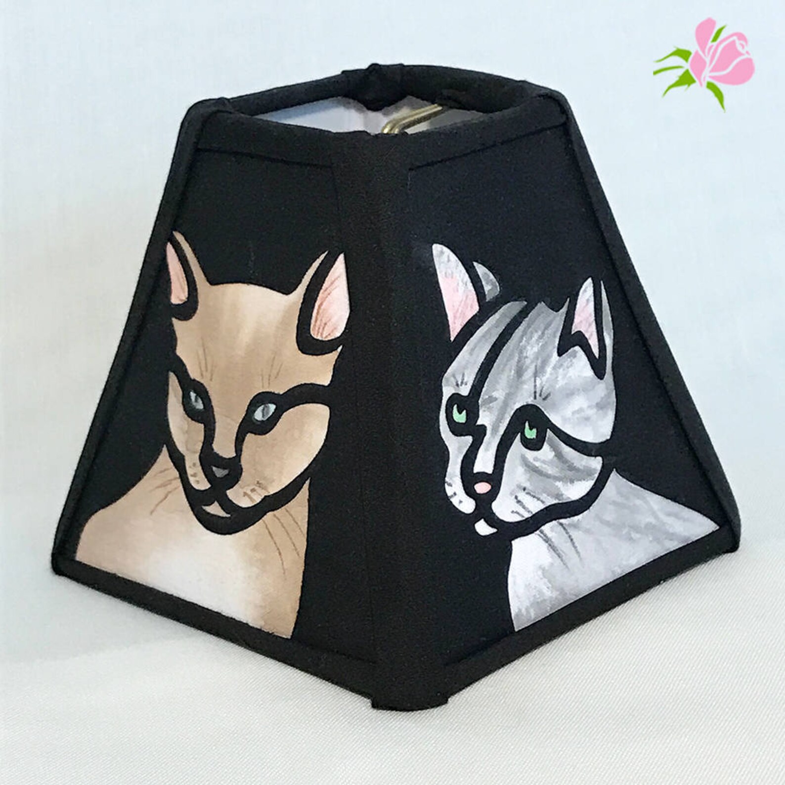 Cats Lampshade Hand Painted Pretty Fabric Lampshade that Etsy