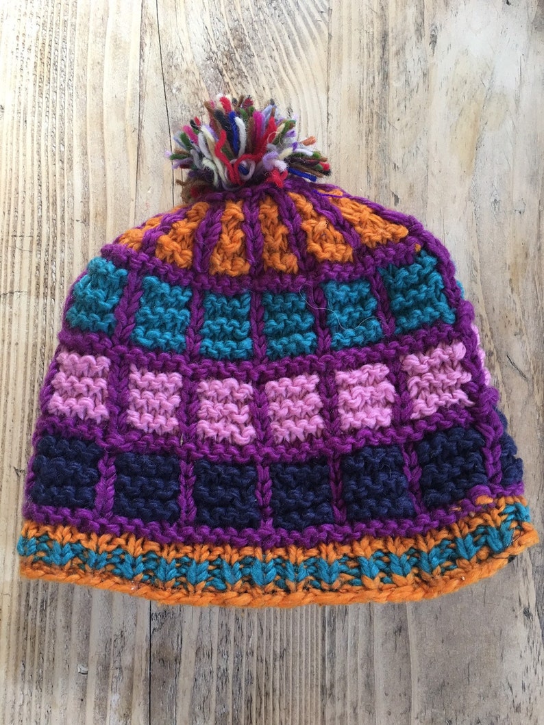 BOBBLE HAT WOOL KNIT WARM WINTER EARFLAP BEANIE FLEECE LINED PURPLES