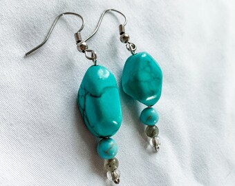 Perlen Ohrring mit Türkis und Labradorit