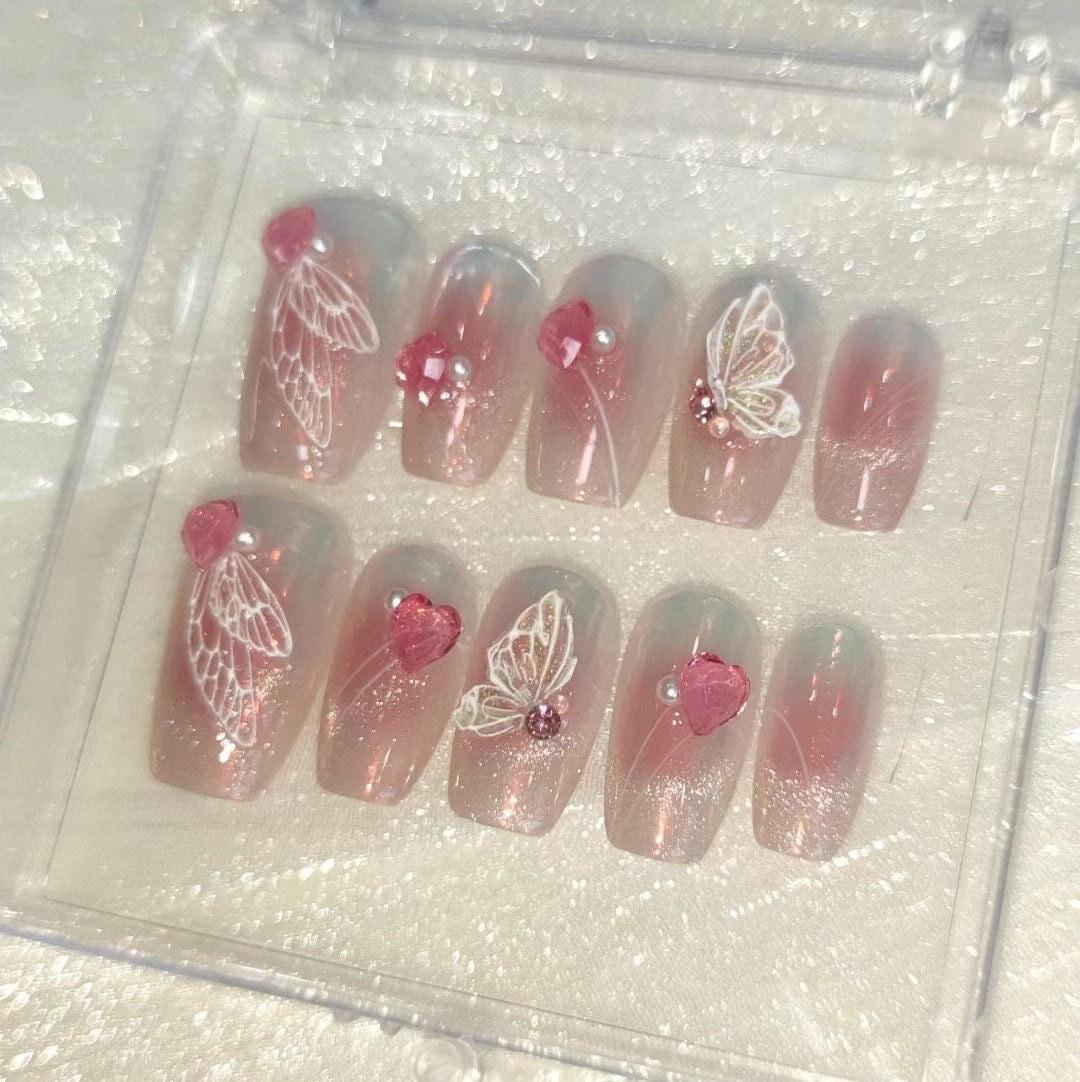 Pearlescent Pink Ombre and White Wings and and Butterfly Party Festive ...