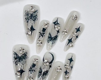 Long Coffin Kirby Inspired Press on Nails / Handmade Y2K Fake - Etsy