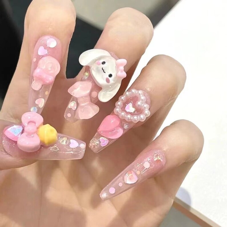 Pink Cinnamoroll Press on Nails Cinnamoroll Nails Cute Nails Etsy