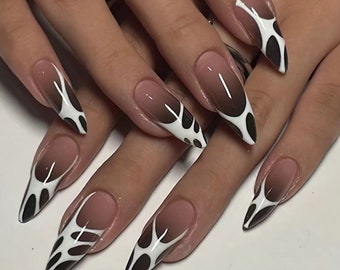 zwart ombré White Line Press On Nails #521