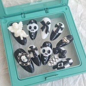 Cute Black Skull and Angel Cobweb Punk Cool & Cute Cross Handmade Press ...