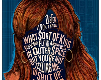 Donna Noble (iconic companion) Famous Hair Lines print, typography and illustration mix, fan art, 11 x 17", unique poster / Doctor Who gift