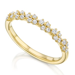 Diamond Cluster band Ring, Gold Multistone Diamond Ring