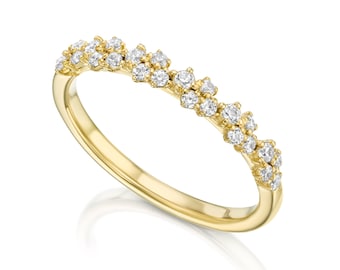 Diamond Cluster banda Anello, Gold Multistone Diamond Ring