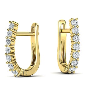 Diamond Huggie earrings with 2.0mm diamonds/ 14K Gold Huggie Row Earrings / diamond Earrings