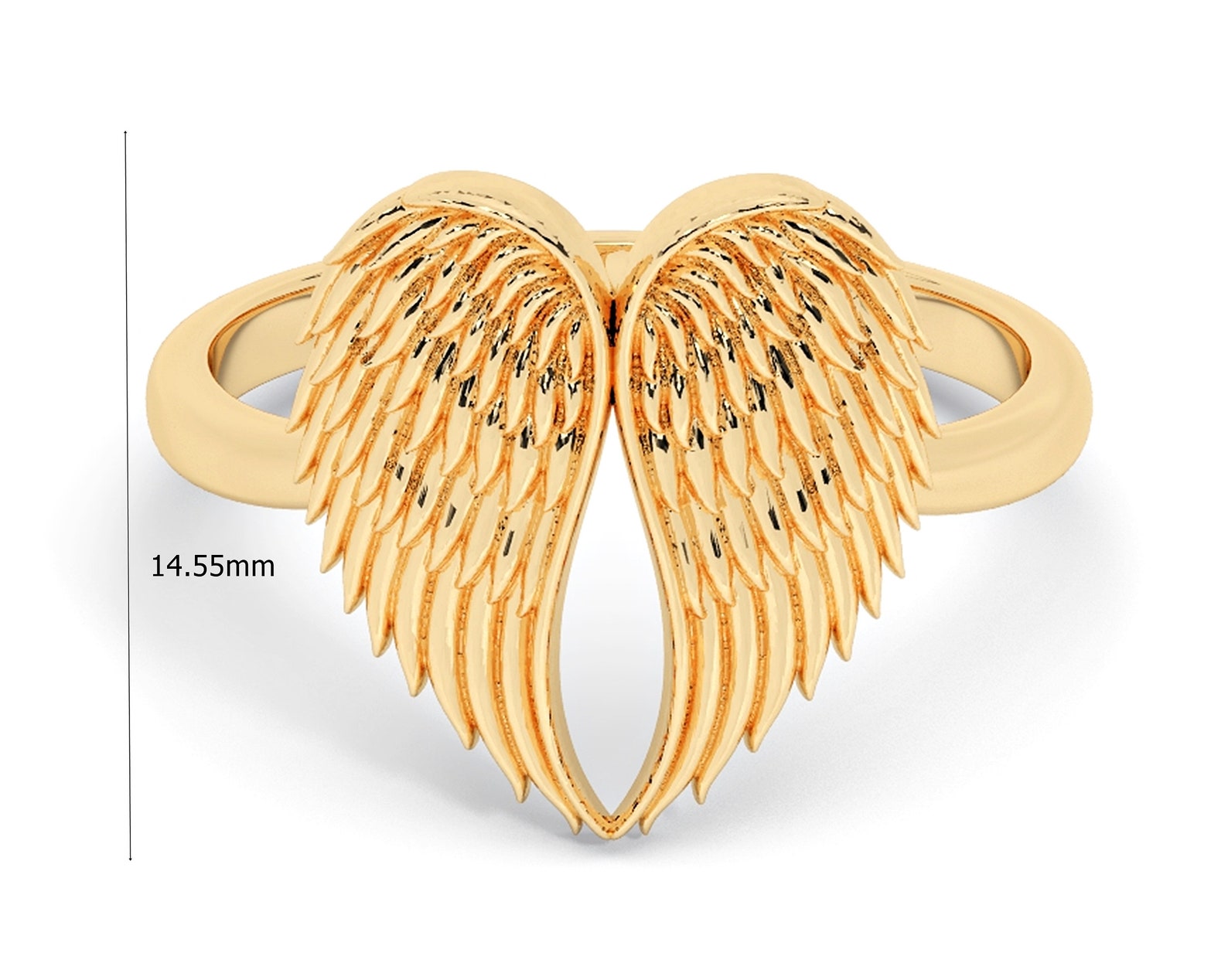 14k Gold Angel Wings Ring / Solid Gold Statement Ring Etsy