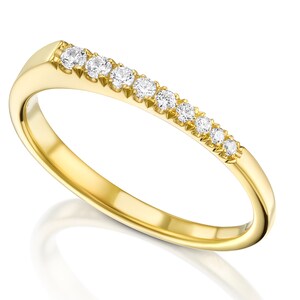 ダイヤモンド バンド リング、14k グラデーション ダイヤモンド リング ソリッド ゴールド ダイヤモンド ウェディング リング
