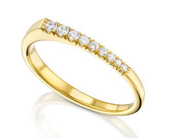 Diamond Band ring, 14k Graduated Diamond Ring Solid Gold Diamond Wedding Ring