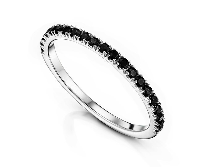 1.55CT Black Diamond Eternity Ring 14K Black Gold Size 49 Etsy