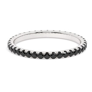 14k Black Diamond Eternity Band Ring / Gold Black Diamond Micro Pave Full Eternity Ring Set With 1.5MM Diamonds