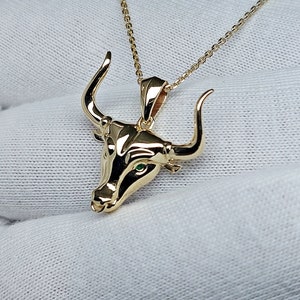 14k Gold Bull Necklace Taurus Pendant Set With Emeralds Eyes - Etsy