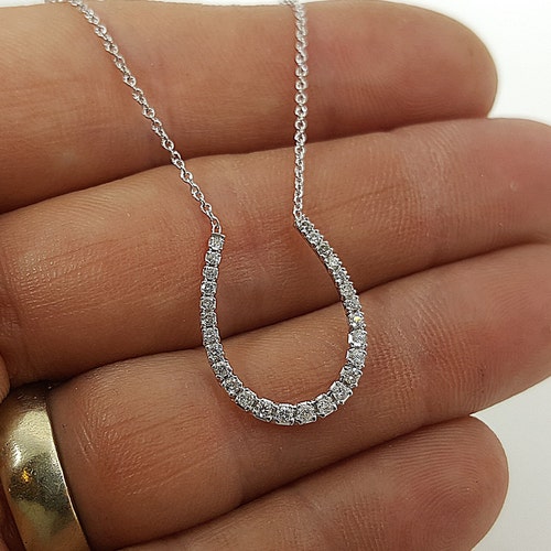 Diamond Horseshoe Necklace Lucky Diamond Horseshoe Pendant Etsy