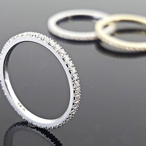 Diamond Band ring, Micro Pave Gold Full Eternity Diamond Wedding Band
