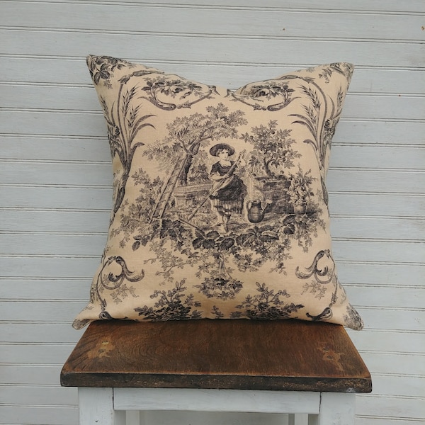 Toile Pillow Cover Etsy