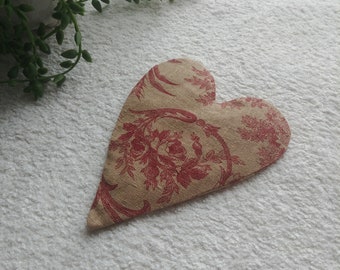 Linen Sachet, Heart Shaped Lavender Sachet in Beige and Red Linen for Valentine's Day Gift for Her