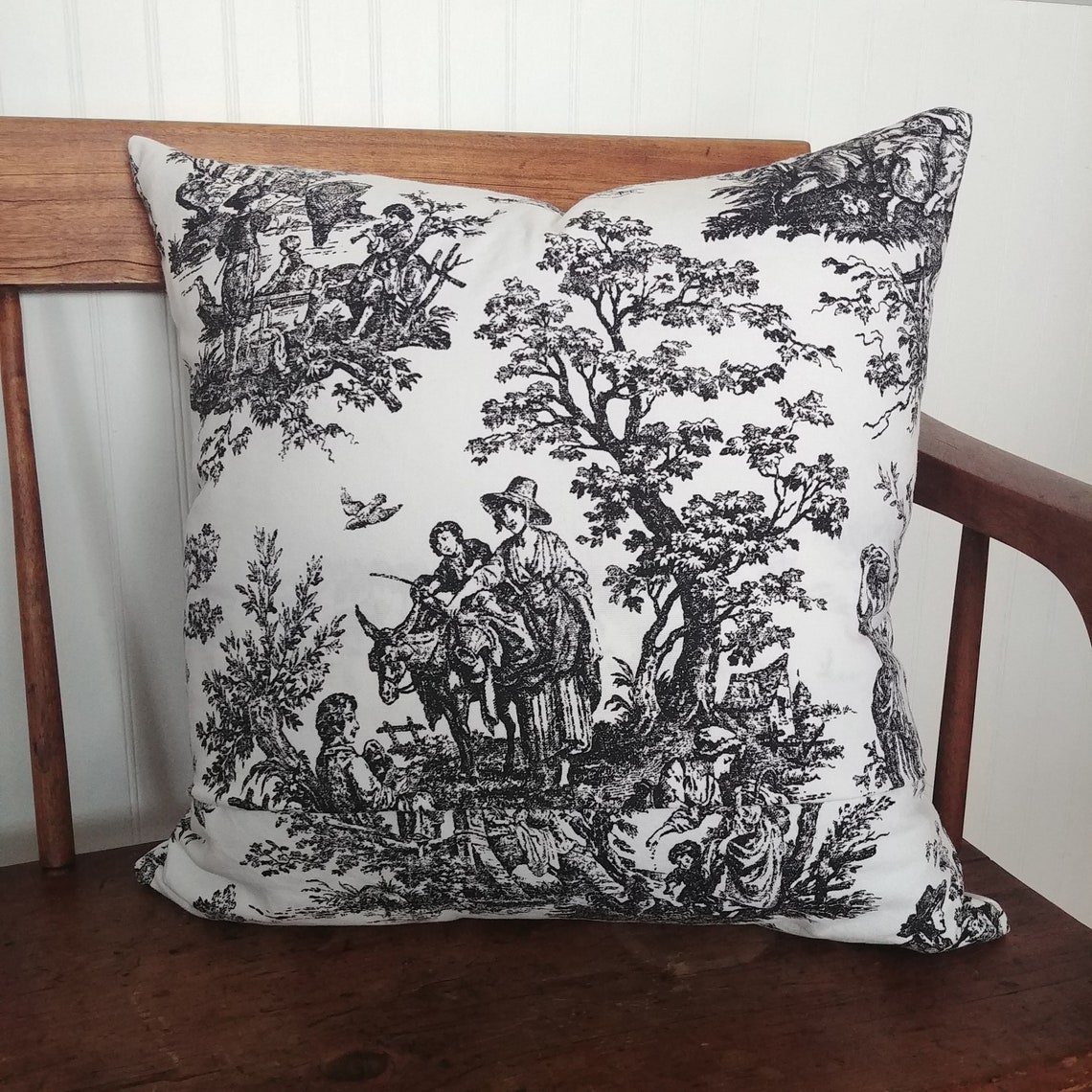 Black and White Toile Pillow Cover French Decor Country Etsy