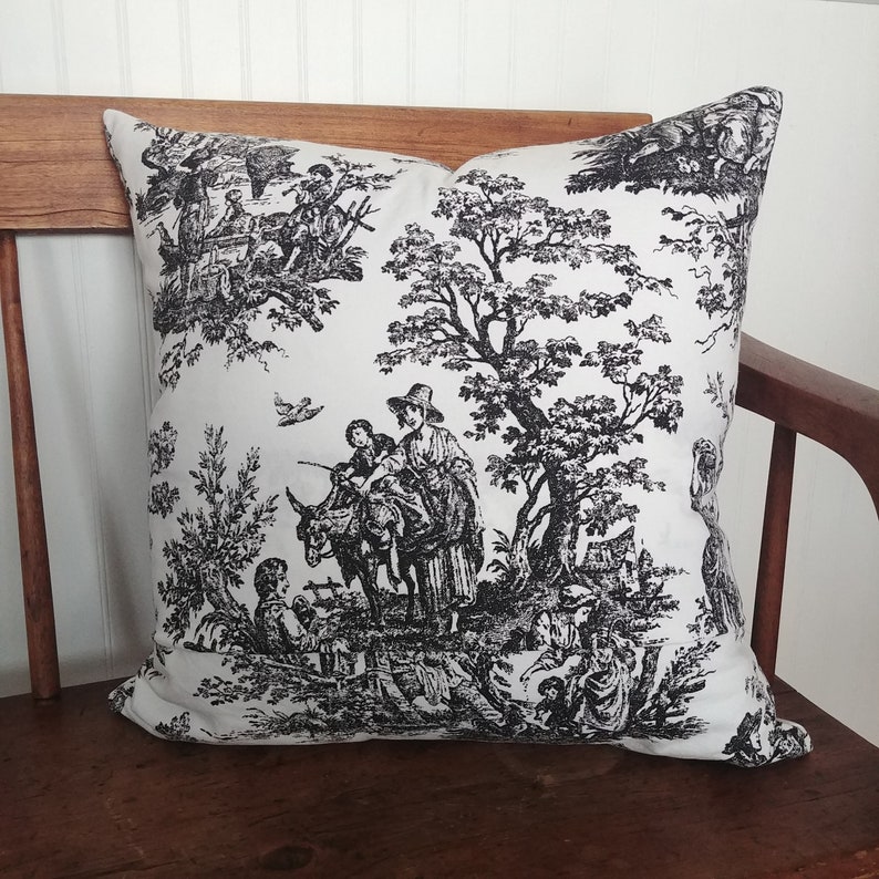 Black and White Toile Pillow Cover French Decor Country Etsy