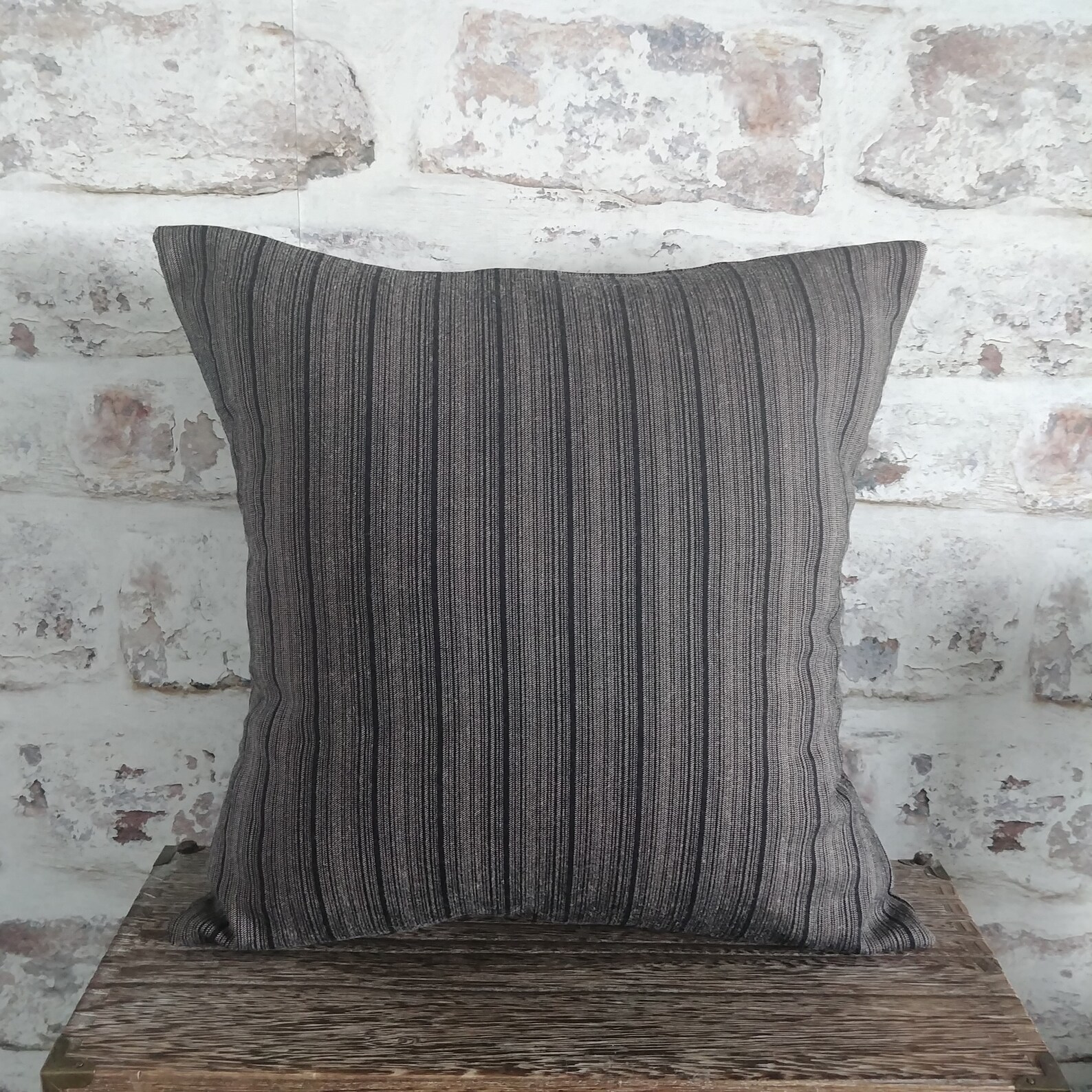 Black and Taupe Striped Pillow Cover Neutral Cushion Etsy
