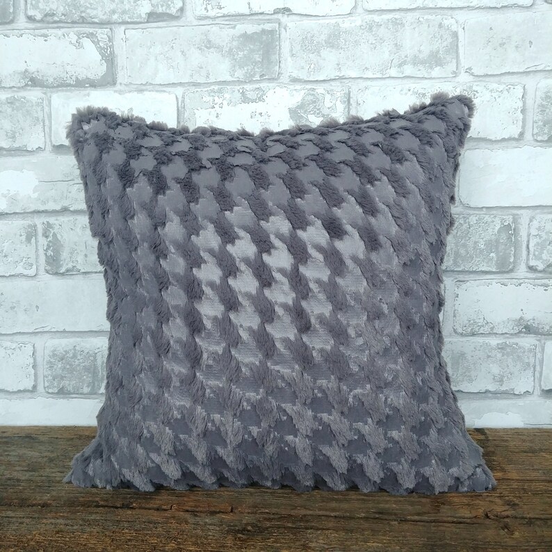 Grey textured throw pillow cover/grey accent cushion Etsy