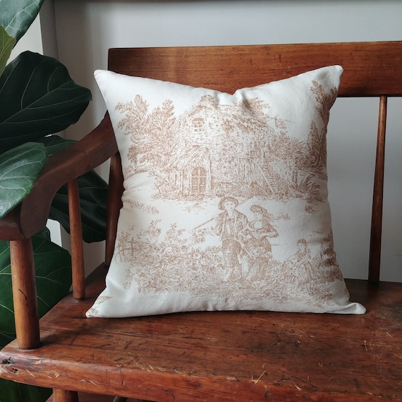 Beige Toile Pillow Shams Beige Brown Toile Pillow Cover, French
