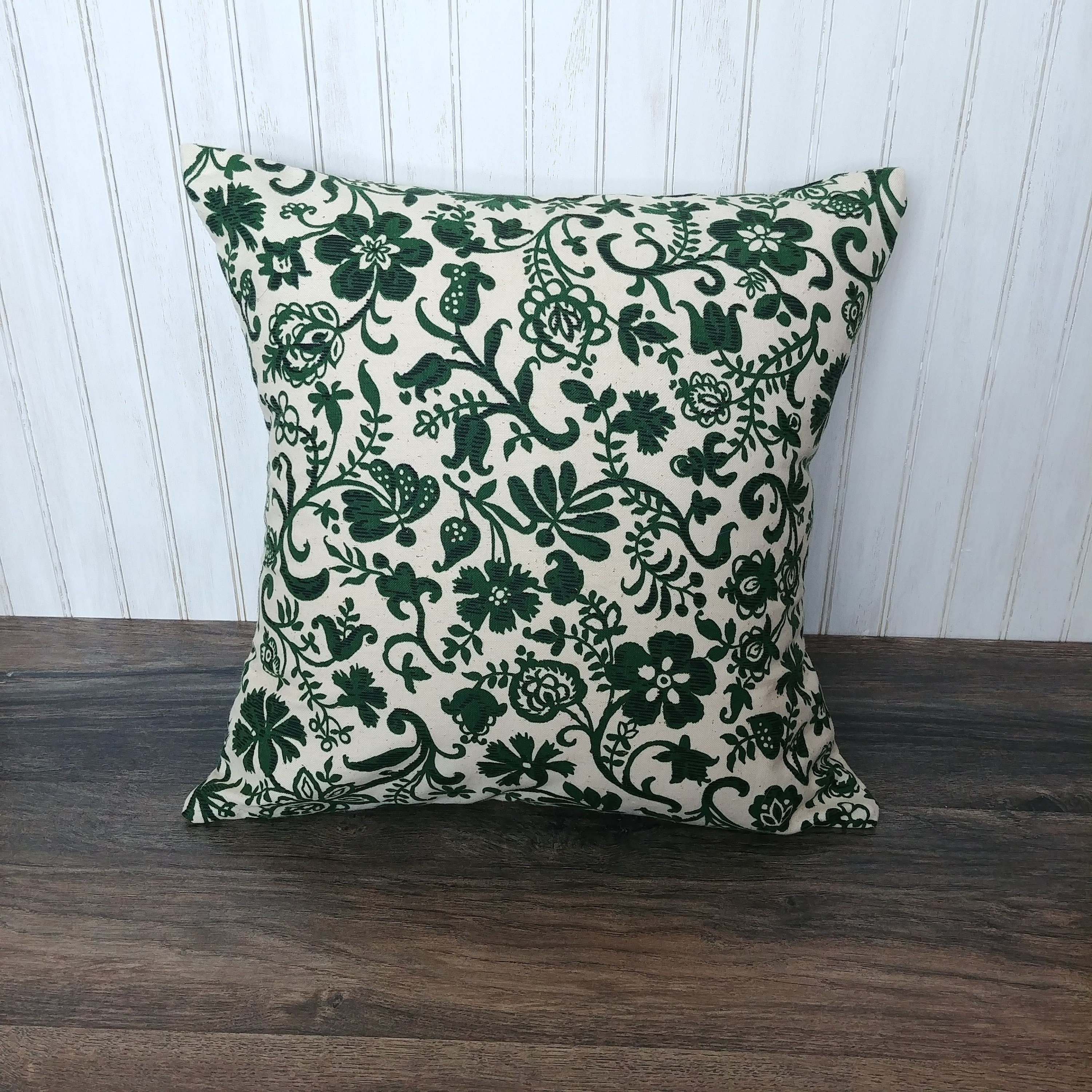 Dark Green Floral Pillow Cover Forest Green Hunter Green Etsy