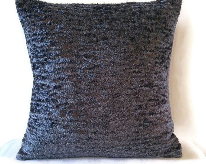 Grey Textured Throw Pillow Cover / Charcoal Plush Type Accent Etsy