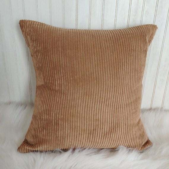 Beige Corduroy Pillow Cover Tan Cushion Cover Solid Brown Etsy
