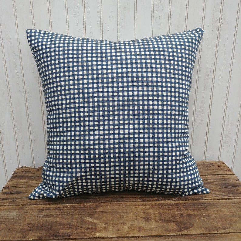 Navy gingham pillow cover blue check cushion cover farmhouse Etsy