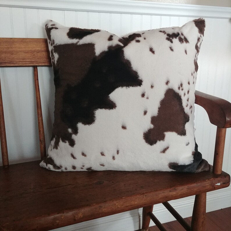 Faux Cowhide Plush Pillow Cover Ranch and Lodge Decor Cushion Etsy