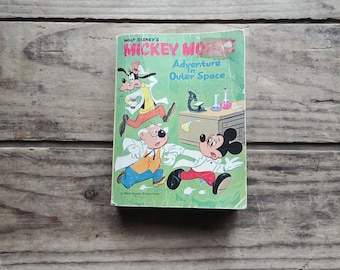 Mickey Mouse ,Adventure in Outer Space, Big Little Book Cartoon, Walt Disney, Whitman