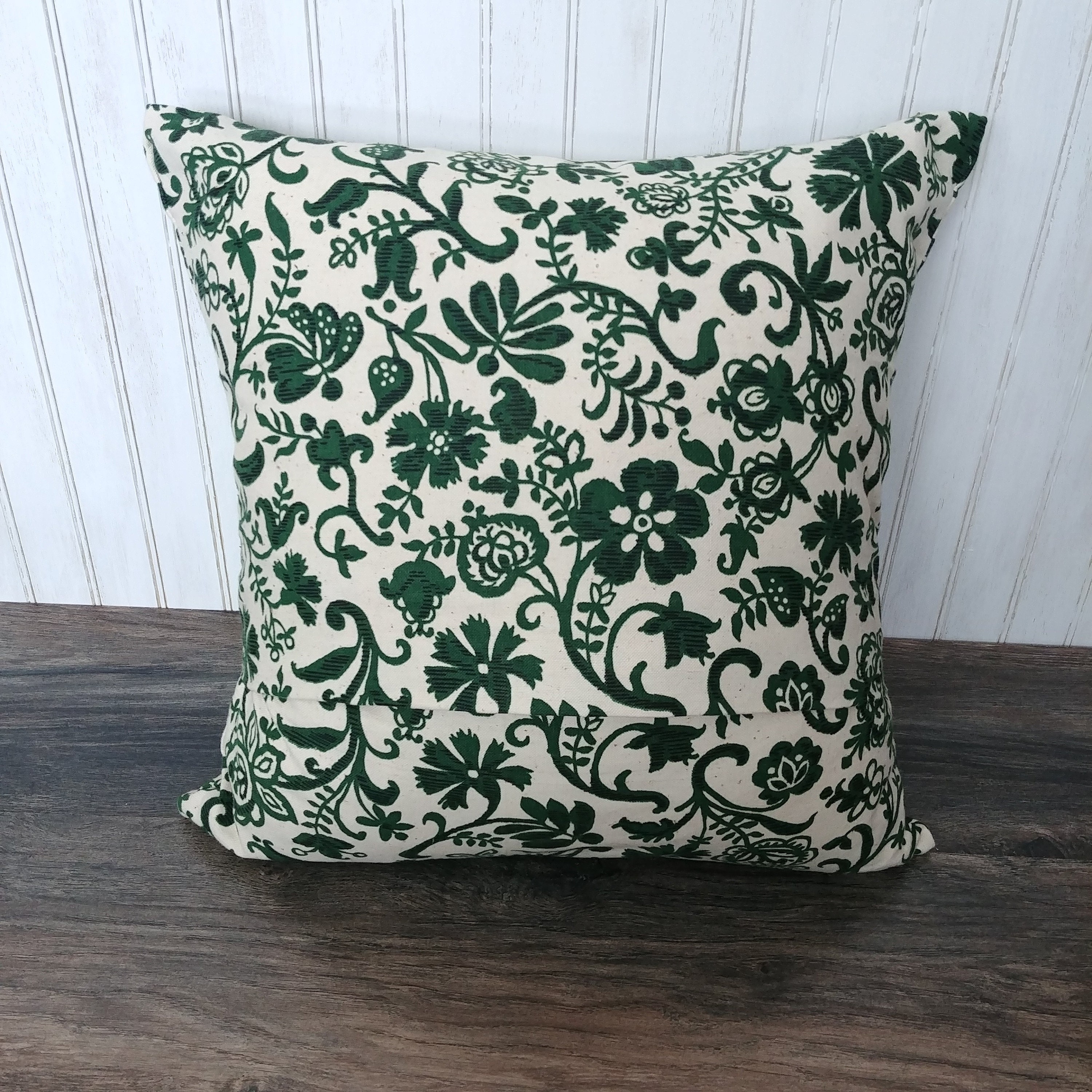 Dark Green Floral Pillow Cover Forest Green Hunter Green Etsy