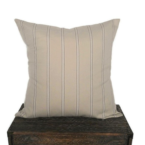 Beige striped farmhouse pillow cover Beige Stripe Pillow Cover Neutral