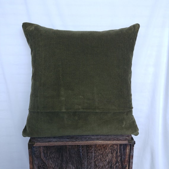 Olive Green Corduroy Pillow Cover Earth Tones Fall Cushion Etsy