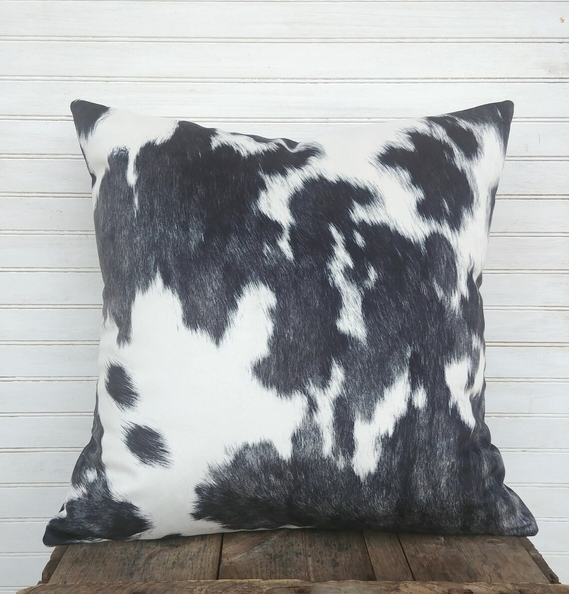 Faux cowhide pillow cover black and white cow print cushion Etsy