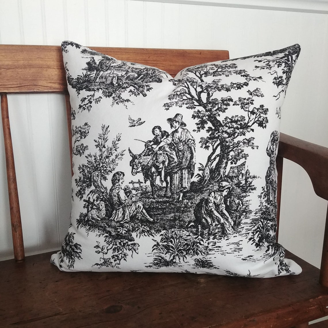 Black and White Toile Pillow Cover French Decor Country Etsy