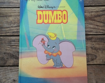 Dumbo, kid's book, vintage Golden Books, Walt Disney's, children's classic stories, baby elephant, 1980s